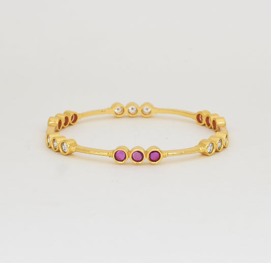 White Magenta Zaer Two Bangles - Y022029