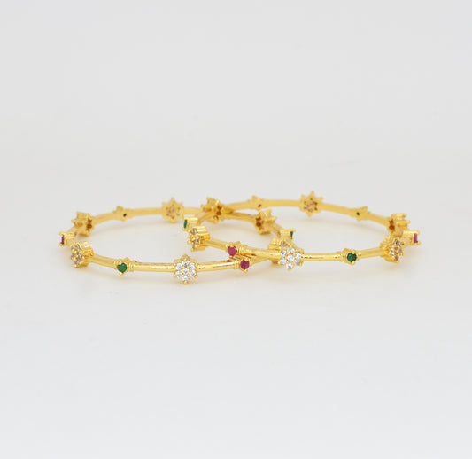 White Magenta Green Elaria Two Bangles - Y022034