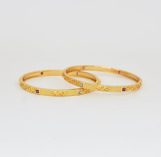 Light Violet Magenta Elif Two Bangles - Y022035