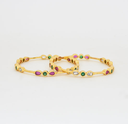 White Magenta Green Inez Two Bangles - Y022031