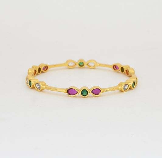 White Magenta Green Inez Two Bangles - Y022031