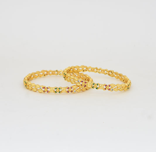 White Magenta Green Leah Two Bangles - Y022025