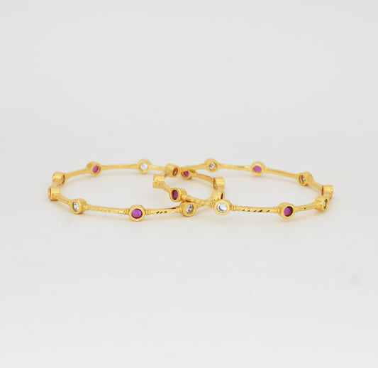 White Magenta Liviana Two Bangles - Y022024