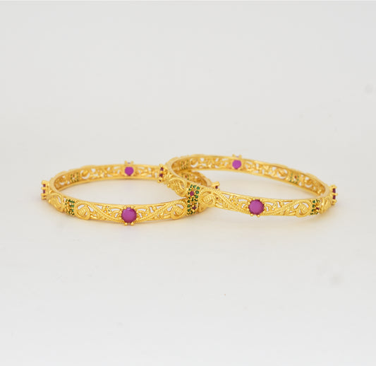 Magenta Green Evita Two Bangles - Y022040