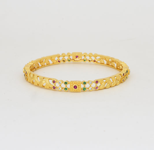 White Magenta Green Tartan Two Bangles - Y022027
