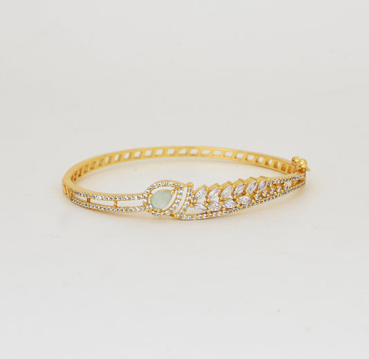 White Light Green Amera Open Bangle - Y022046