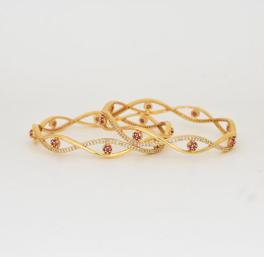White Magenta Elvina Two Bangles - Y062072