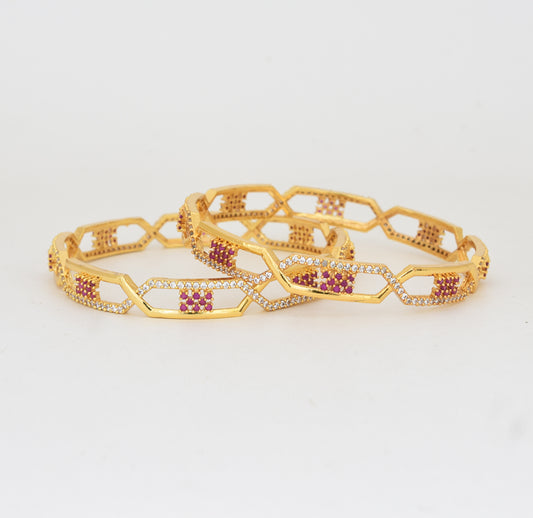 White Magenta Shahira Two Bangles - Y062074