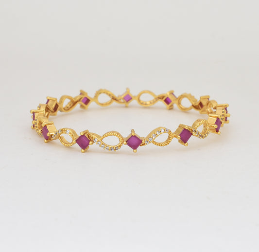 White Magenta Tangle Two Bangles - Y062070