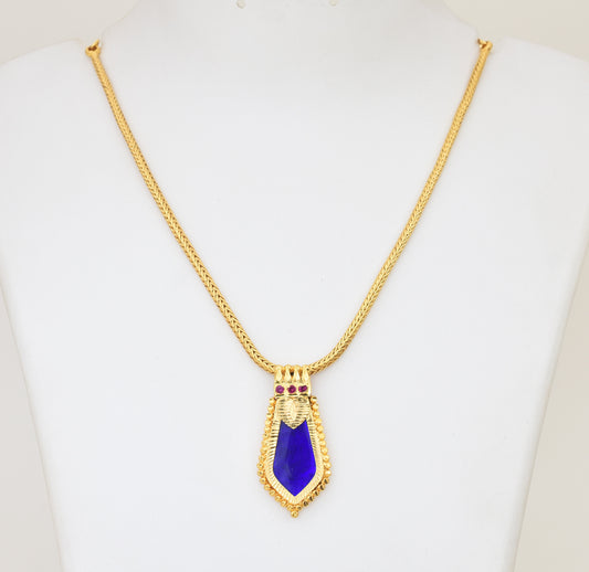 Blue Medium Nagapadam Locket With Chain - Y012006