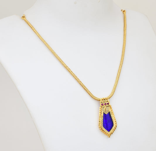 Blue Medium Nagapadam Locket With Chain - Y012006