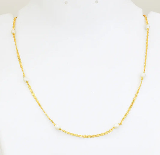 Medium Big Pearl Scroll Link Chain 19 Inches - W061827