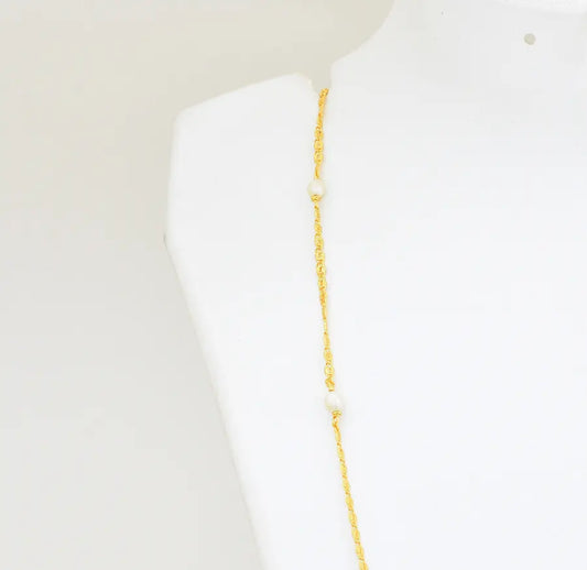 Medium Big Pearl Scroll Link Chain 19 Inches - W061827