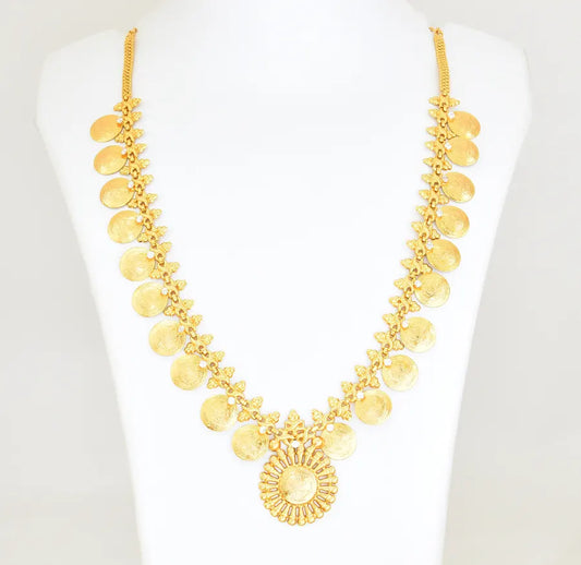 White Lakshmy Coin Long Necklace - V081611