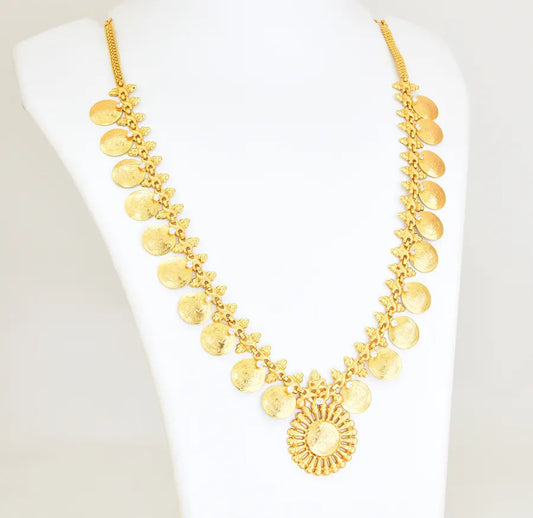 White Lakshmy Coin Long Necklace - V081611