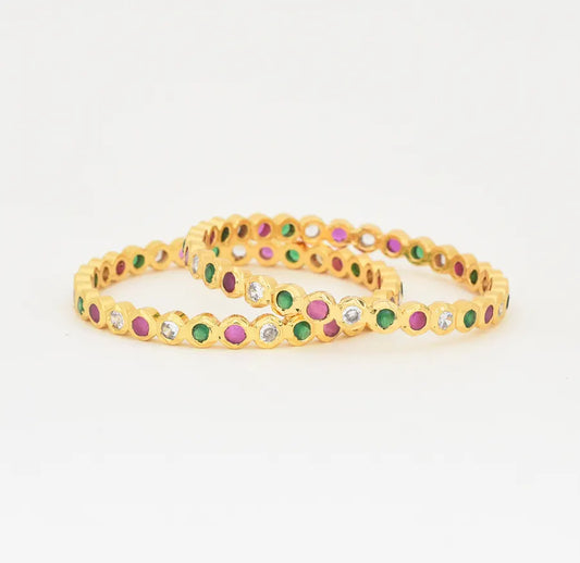 White Magenta Green Alessa Two Bangles - X021971