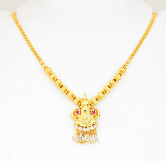 White Magenta Kathakali Necklace - V041479