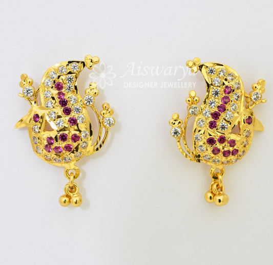 White Magenta Peacock Drops - S034