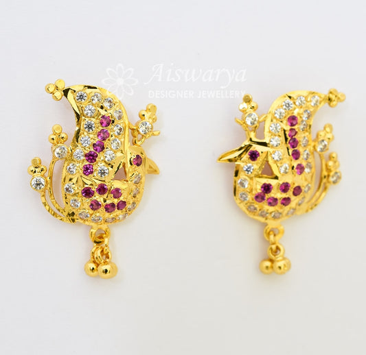 White Magenta Peacock Drops - S034