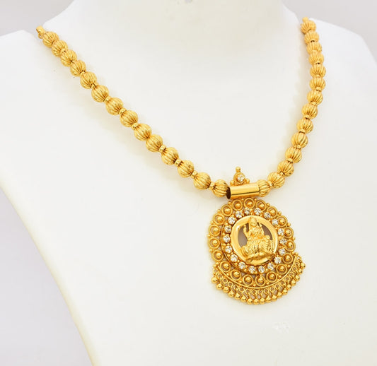 White Lakshmi Round Bead Necklace - T04585