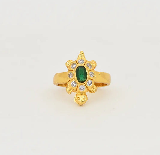 White Green Tortoise Ring - V091665