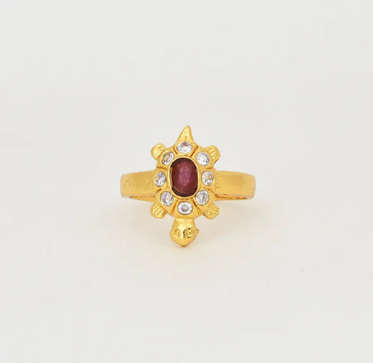 White Maroon Tortoise Ring - V091666