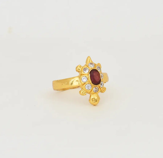 White Maroon Tortoise Ring - V091666