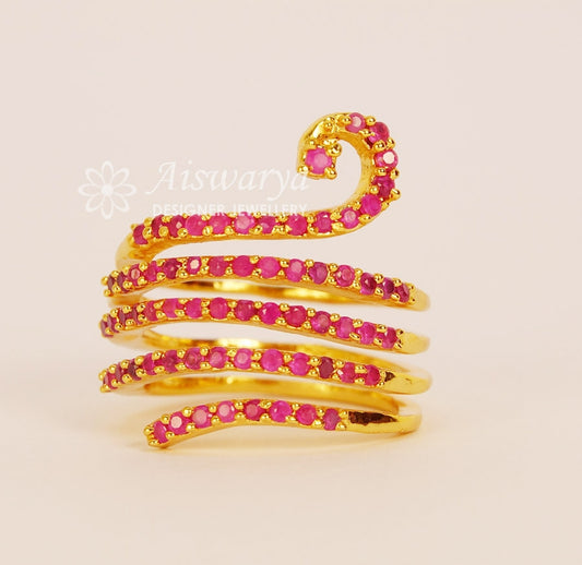 Magenta Spiral CZ Ring - Y012017