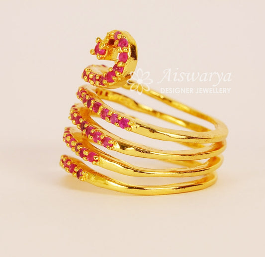Magenta Spiral CZ Ring - Y012017