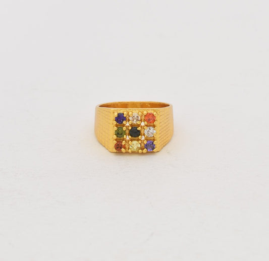 Multi Color Stone Adam Ring - T11938