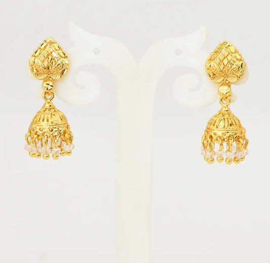 Medium Small White Zubeida Jhumka - V081641