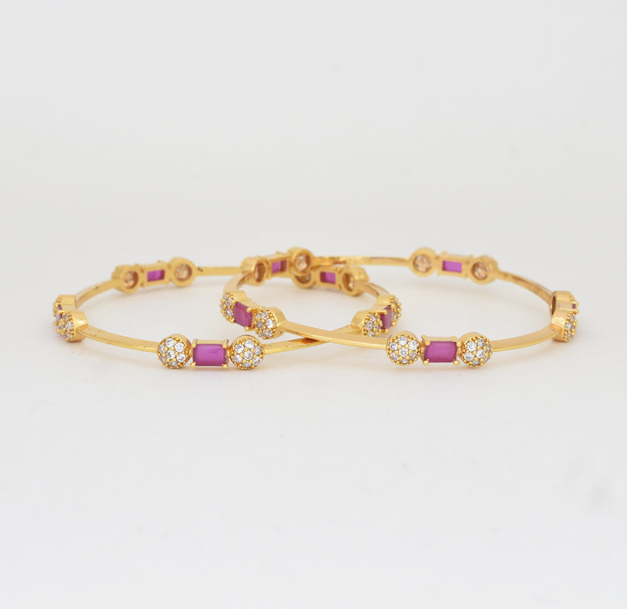 White Magenta Avneet Two Bangles - Y062071