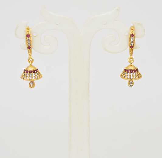 White Magenta Lucy Jhumka Hook Earrings - Y052066