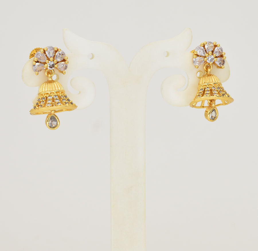 White Flowery Jhumka - Y052059