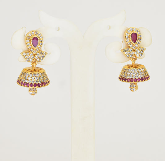 White Magenta Aurelia Jhumka - Y052053