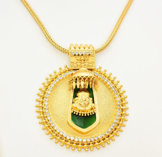 Kathakali in Green Nagapadam Big Locket with Chain - T03547