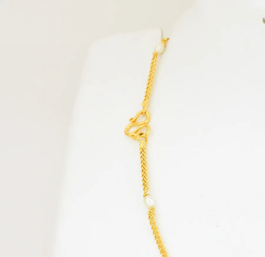 Medium Small Pearl Curb Link Chain 15 Inches - W061826