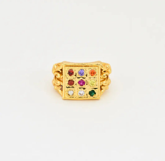 Designer Navaratna Ring - V021408