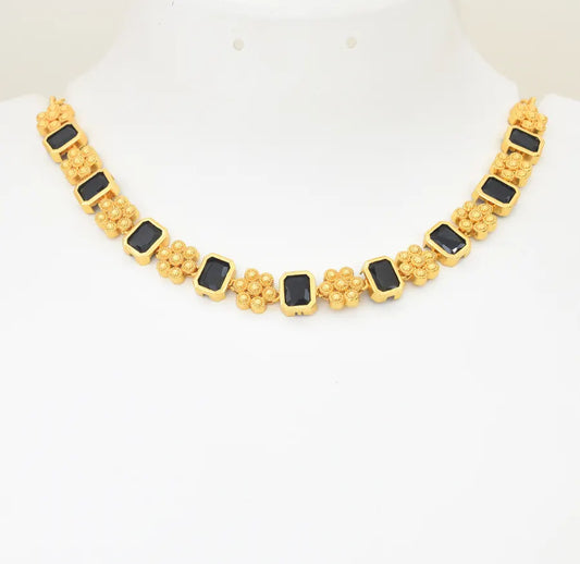 Black Flower Sufi Necklace - W091867