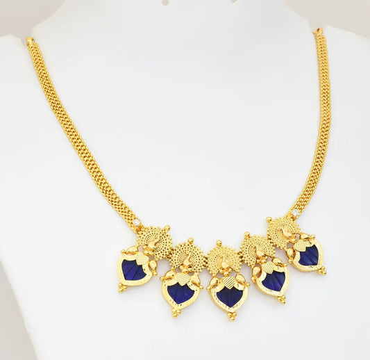 Blue Peafowl Palakka Necklace - V081612