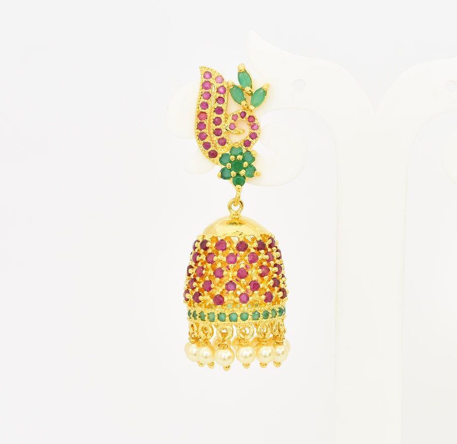 Magenta Green Trista Jhumka - T01505