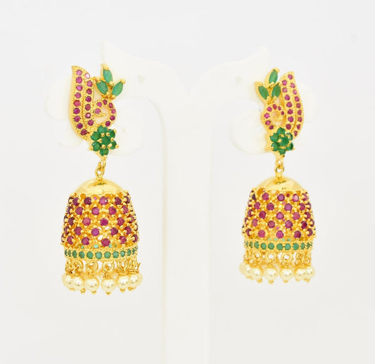 Magenta Green Trista Jhumka - T01505