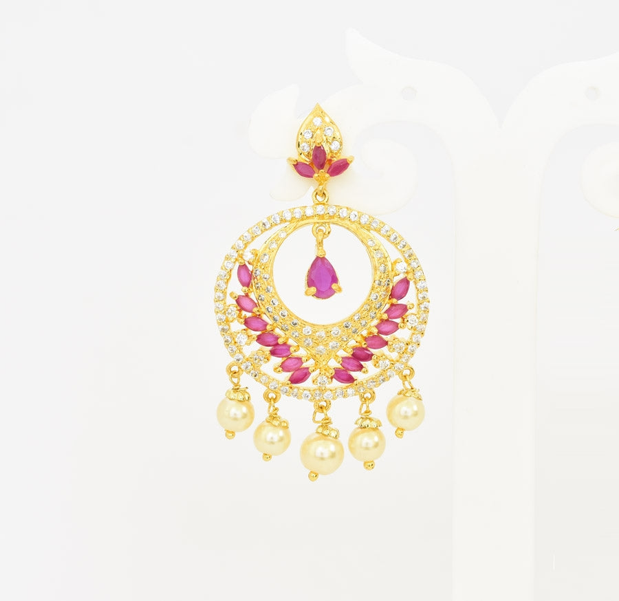 Indian Ruby Dangle Earrings - 22K | Virani Jewelers
