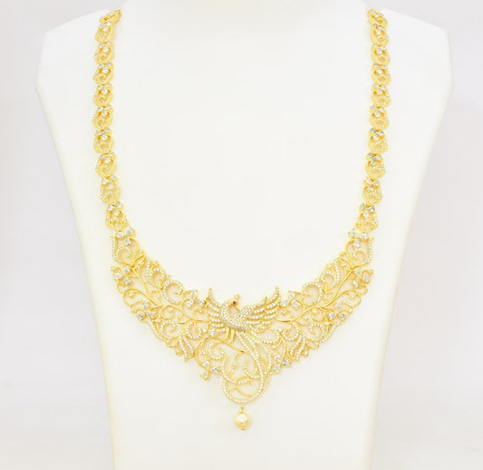 White Exotic Peacock Long Necklace - T02539