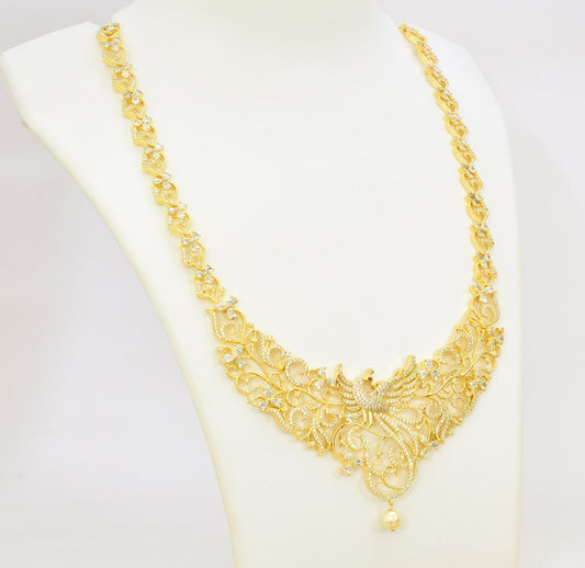 White Exotic Peacock Long Necklace - T02539