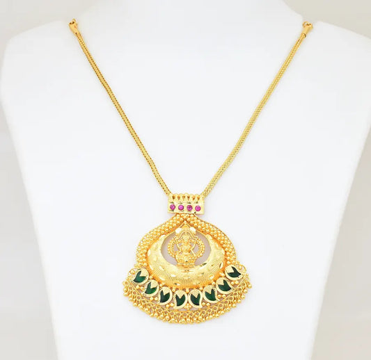 Green Manga Laxmi Locket With Chain - V101672