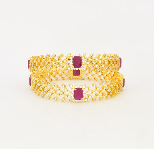 White Magenta Ziva Two Bangles - T04555