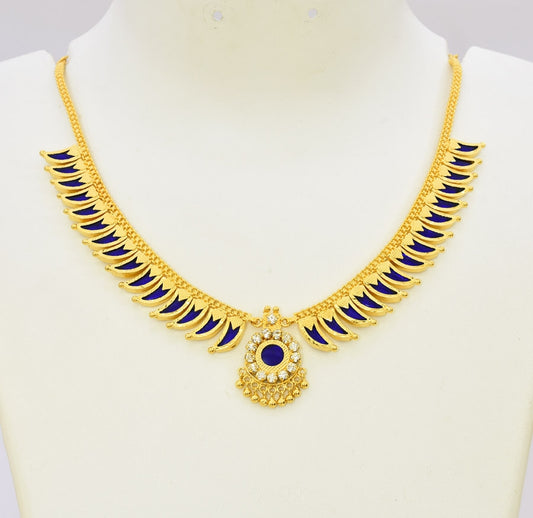 Blue 30 Palakka Pullinagam Necklace - T07653