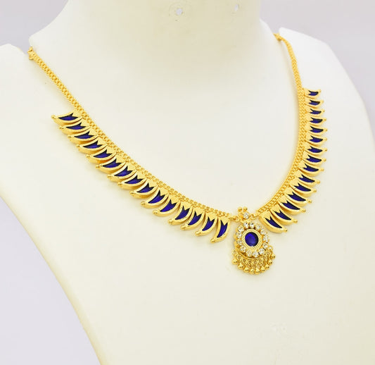 Blue 30 Palakka Pullinagam Necklace - T07653