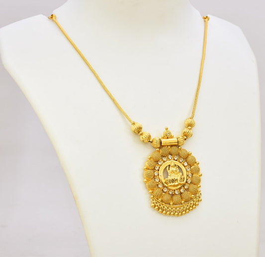 White Big Laxmi Locket With Chain - T05602